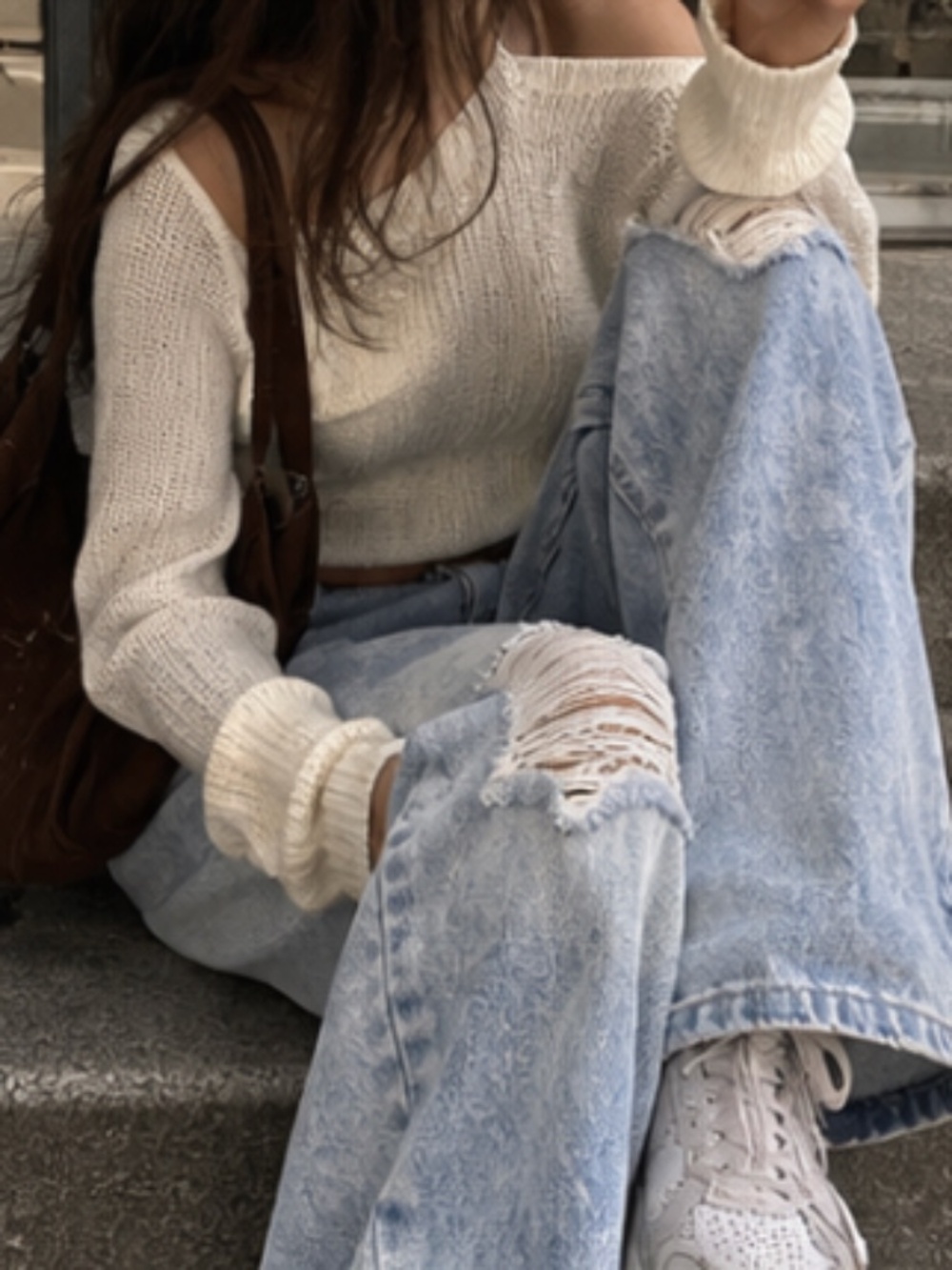 light wash ripped jeans